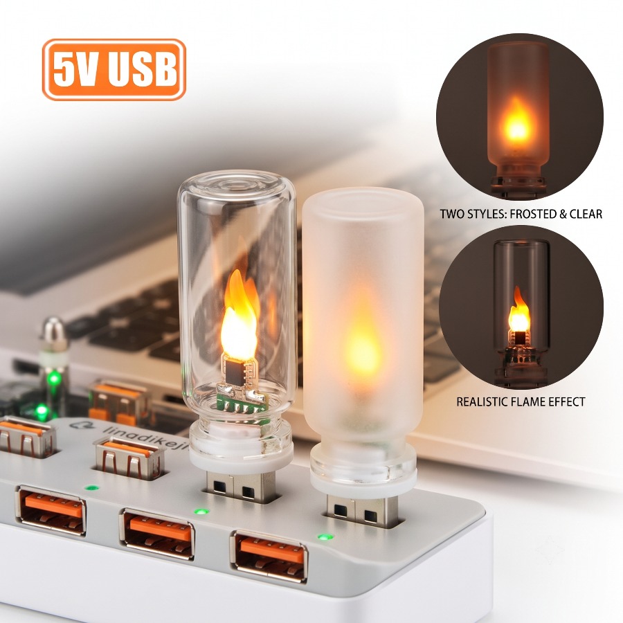 Candle Making Glass - Lampka nocna LED USB 5V imitująca