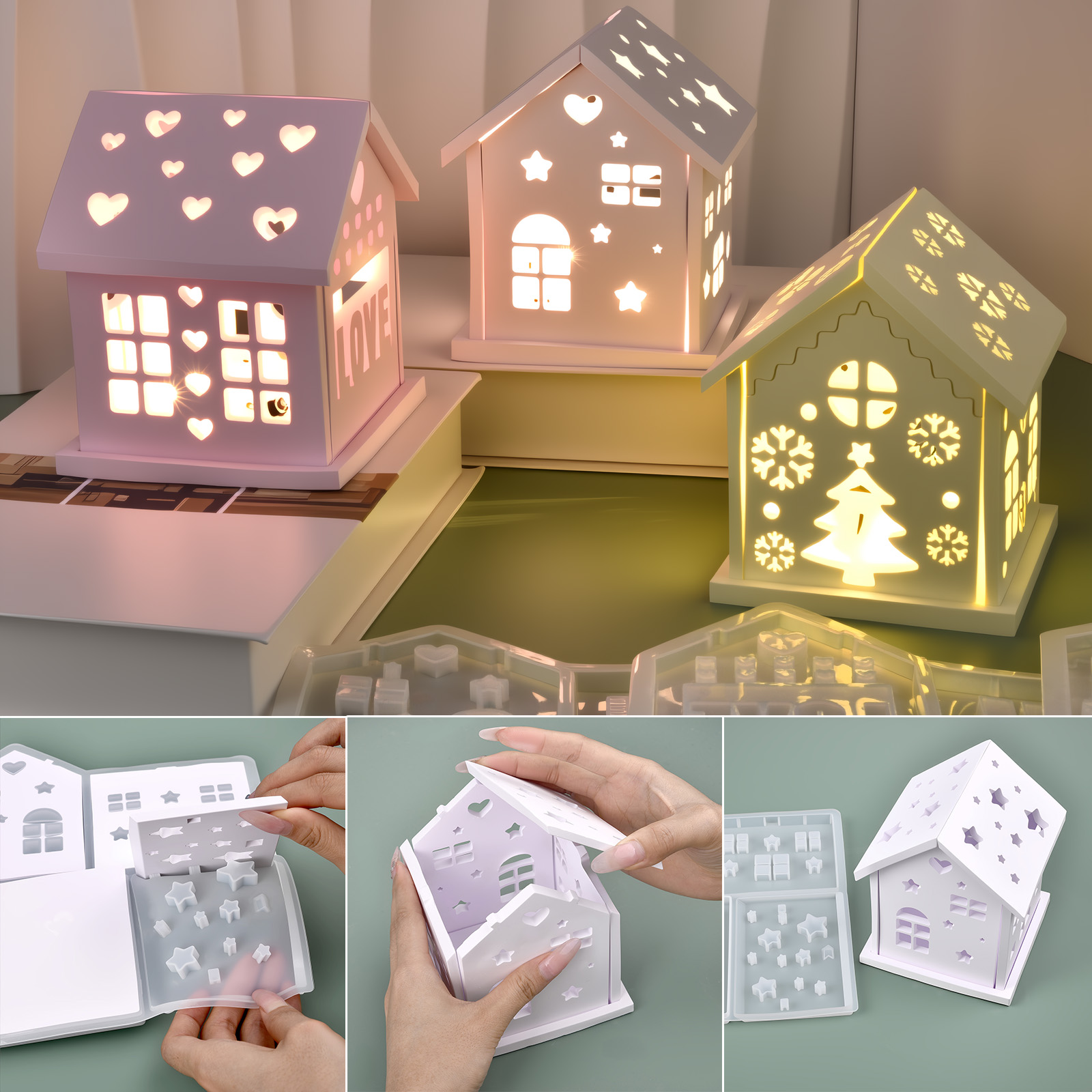 Candle Making Classes - Forma Silikonowa 3D Dom DIY Choinka